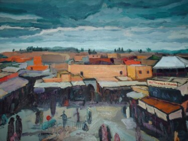 Painting titled "terrasses  de marra…" by Mariam Belhaj, Original Artwork