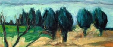 Painting titled "arbres alongées" by Mariam Belhaj, Original Artwork