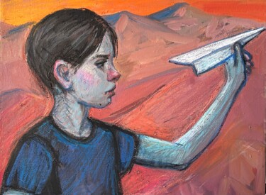 Pittura intitolato "Paper Plane / Бумаж…" da Mariam Gevorgan, Opera d'arte originale, Acrilico