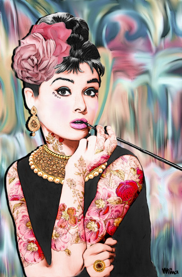 Digital Arts titled "Audrey Hepburn Beau…" by Maria Mata, Original Artwork, Digital Painting