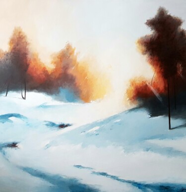 Peinture intitulée "neige" par Mariame Larour, Œuvre d'art originale, Acrylique Monté sur Châssis en bois