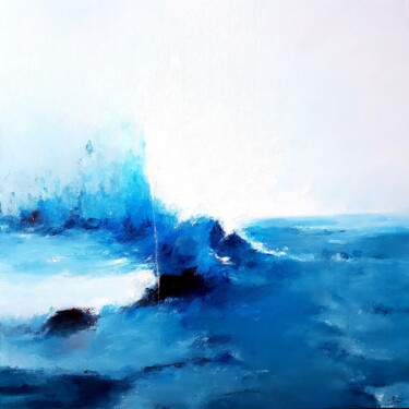 Painting titled "la vague" by Mariame Larour, Original Artwork, Acrylic Mounted on Wood Stretcher frame