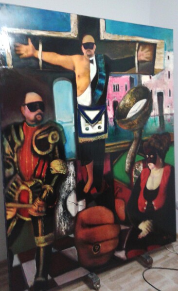 Картина под названием "Sur la croix de la…" - Marian Condruz, Подлинное произведение искусства, Масло