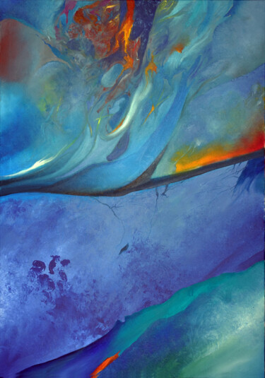 Peinture intitulée "BLUE RHAPSODIE 5" par Marian Czura, Œuvre d'art originale, Huile