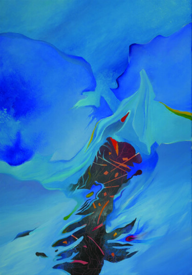 Painting titled "BLUE RHAPSODY 7" by Marian Czura, Original Artwork, Oil