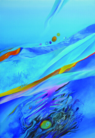Malerei mit dem Titel "BLUE RHAPSODY 3" von Marian Czura, Original-Kunstwerk, Öl