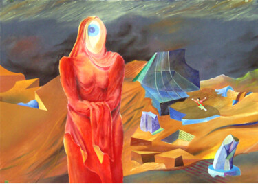 Painting titled "OKO" by Marian Czura, Original Artwork, Pastel