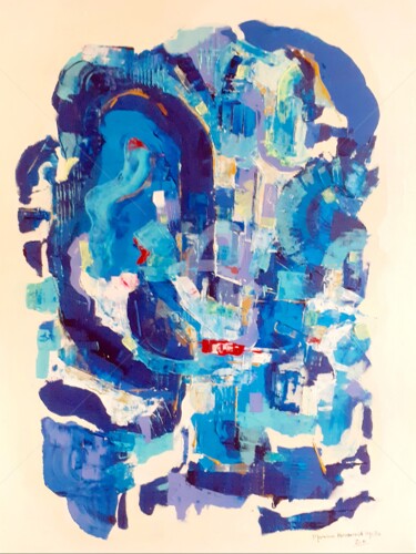 Painting titled "Azul" by Mariana De Mello, Original Artwork, Acrylic Mounted on Wood Stretcher frame