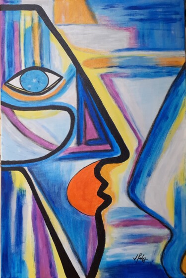 Malerei mit dem Titel "Masks 1" von Mariana Filip, Original-Kunstwerk, Acryl