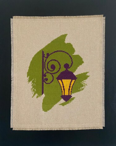Textile Art titled "Glowing Amethyst" by Mariana Ivanova, Original Artwork, Embroidery