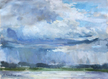 Картина под названием "дождь на том берегу" - Марьяна Кульбака, Подлинное произведение искусства
