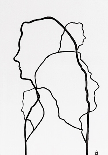 Картина под названием "Complicity" - Mariana Mello, Подлинное произведение искусства, Чернила Установлен на Деревянная рама…