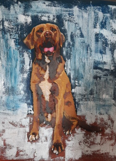 Painting titled "Kaiser" by Mariana Mello, Original Artwork, Acrylic Mounted on Wood Stretcher frame