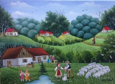 Painting titled "Le printemps (minia…" by Mariana Mihut, Original Artwork, Oil