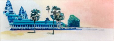 Painting titled "Angkor Wat" by Mariana Molinari, Original Artwork, Oil Mounted on Wood Stretcher frame
