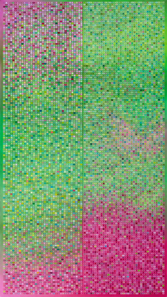 Green-pink Painting titled "Green-pink" by Mariana Prochkaruk, Original Art, Oil Mounted on Stretcher frame