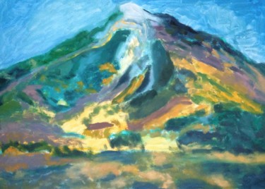 Painting titled "Lake and mountain" by Marian Busoi, Original Artwork, Oil