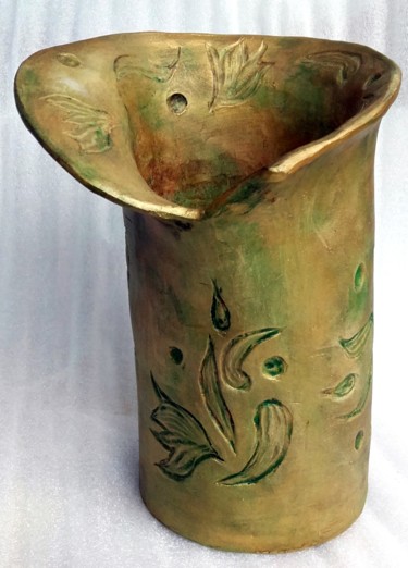 Artisanat intitulée "Vase à fleurs" par Marian Cobos, Œuvre d'art originale, Décoration de maison