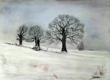 Peinture intitulée "En pleine neige" par Marian Cobos, Œuvre d'art originale, Pastel
