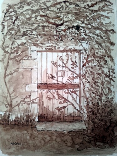 绘画 标题为“La vieille porte” 由Marian Cobos, 原创艺术品, 水彩