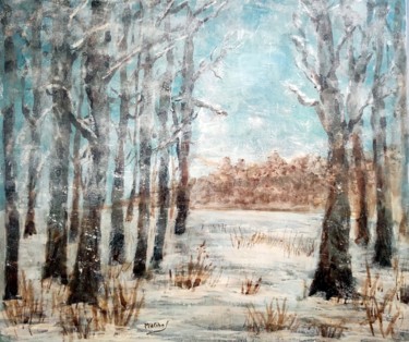 Painting titled "Tombe la Neige" by Marian Cobos, Original Artwork, Acrylic