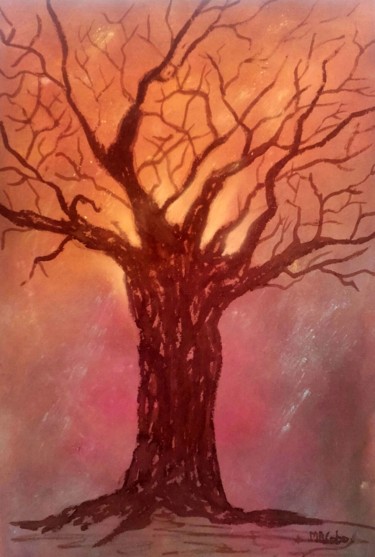 Malerei mit dem Titel "L'arbre, toujours !" von Marian Cobos, Original-Kunstwerk, Pastell