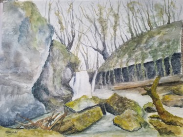 Painting titled "Cascade" by Marian Cobos, Original Artwork, Watercolor