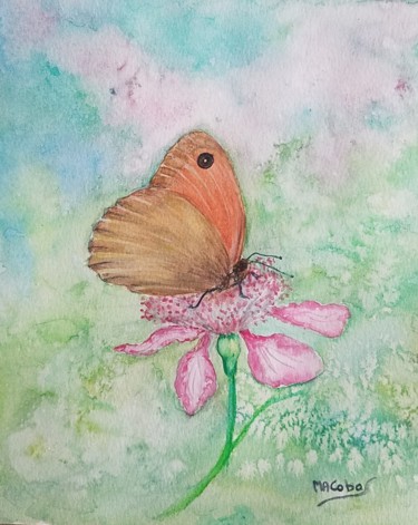 Painting titled "Myrtil, le papillon" by Marian Cobos, Original Artwork, Watercolor