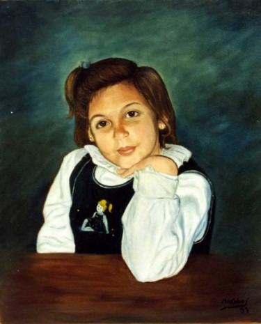Painting titled "Portrait petite fil…" by Marian Cobos, Original Artwork