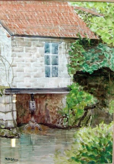 Painting titled "Moulin à eau" by Marian Cobos, Original Artwork