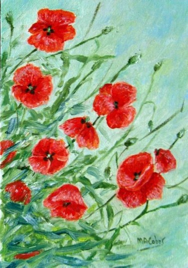 Painting titled "Coquelicots" by Marian Cobos, Original Artwork