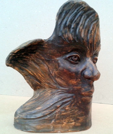 Скульптура под названием "Masque" - Marian Cobos, Подлинное произведение искусства, Терракота