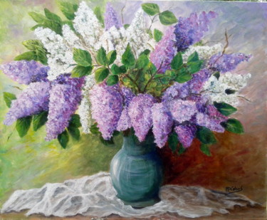 Painting titled "lilas-et-voile" by Marian Cobos, Original Artwork, Acrylic