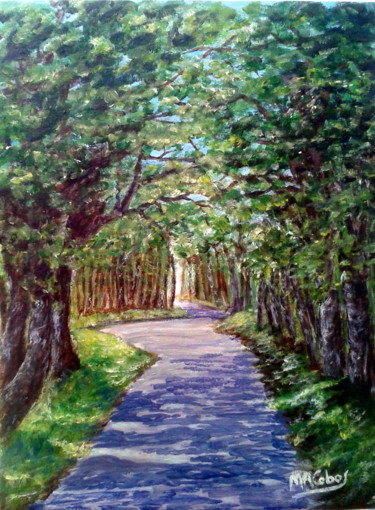 Peinture intitulée "petite-route-de-ma-…" par Marian Cobos, Œuvre d'art originale, Acrylique