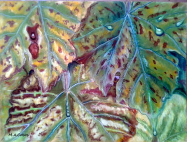 Painting titled "Feuilles d'automne" by Marian Cobos, Original Artwork, Pastel