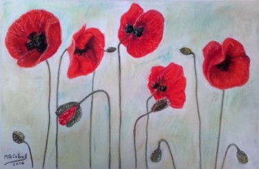 Painting titled "Gentils coquelicots" by Marian Cobos, Original Artwork, Pastel