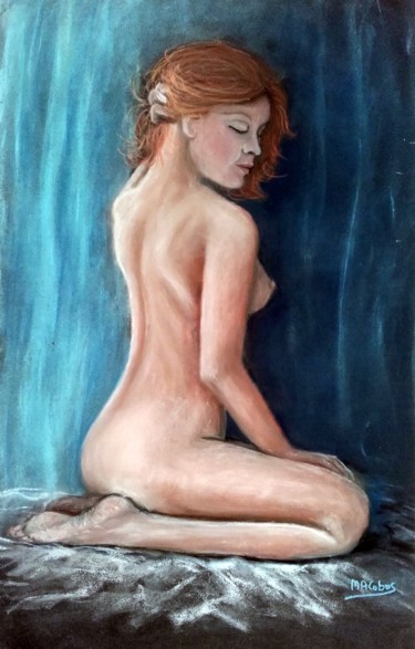 Drawing titled "Elle, nue" by Marian Cobos, Original Artwork, Pastel