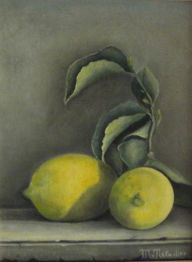 Painting titled "Citrons" by Maria N-F-B, Original Artwork, Oil