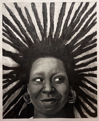 Drawing titled "Whoopi Goldberg" by Mariangela De Vita, Original Artwork, Pencil