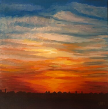 Painting titled "Sunset" by Mariann Fodor-Kosztolányi, Original Artwork, Oil