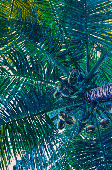 Peinture intitulée "Пальма. Вечер Palm…" par Marianna Chayka, Œuvre d'art originale, Huile Monté sur Châssis en bois