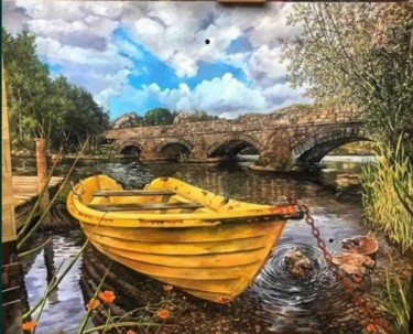 Картина под названием "Лодка" - Марианна Климович, Подлинное произведение искусства, Масло