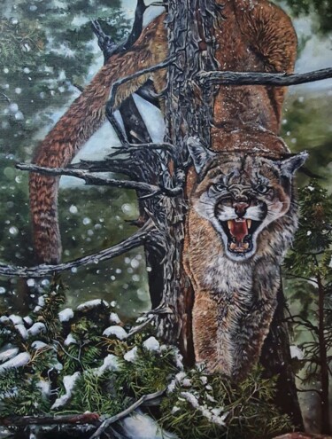 Peinture intitulée "Puma" par Marianna Klimovich, Œuvre d'art originale, Huile