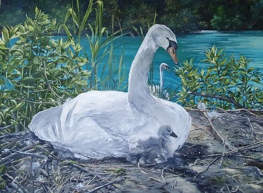 Картина под названием "Swan Paintings" - Марианна Климович, Подлинное произведение искусства, Масло