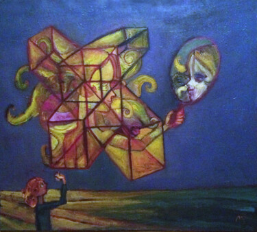 Картина под названием "солнце и луна" - Marianna Romaniuk, Подлинное произведение искусства, Масло Установлен на Деревянная…