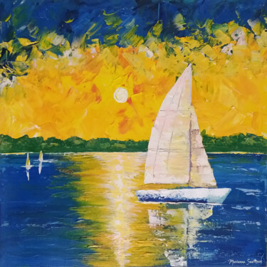 Painting titled "BLUE SAIL" by Marianna Skartsari, Original Artwork, Acrylic