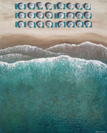 Schilderij getiteld "Ornos beach, Greece" door Marianna Skartsari, Origineel Kunstwerk, Acryl