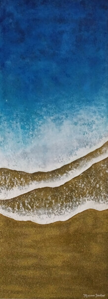 Malerei mit dem Titel "Golden beach, Paros…" von Marianna Skartsari, Original-Kunstwerk, Acryl