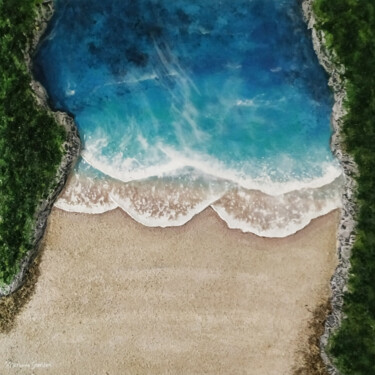 Ζωγραφική με τίτλο "Panormos beach, Gre…" από Marianna Skartsari, Αυθεντικά έργα τέχνης, Ακρυλικό