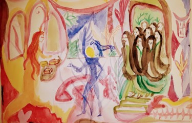 Painting titled "The Gold Children" by Marianna Buchwald, Original Artwork, Watercolor
